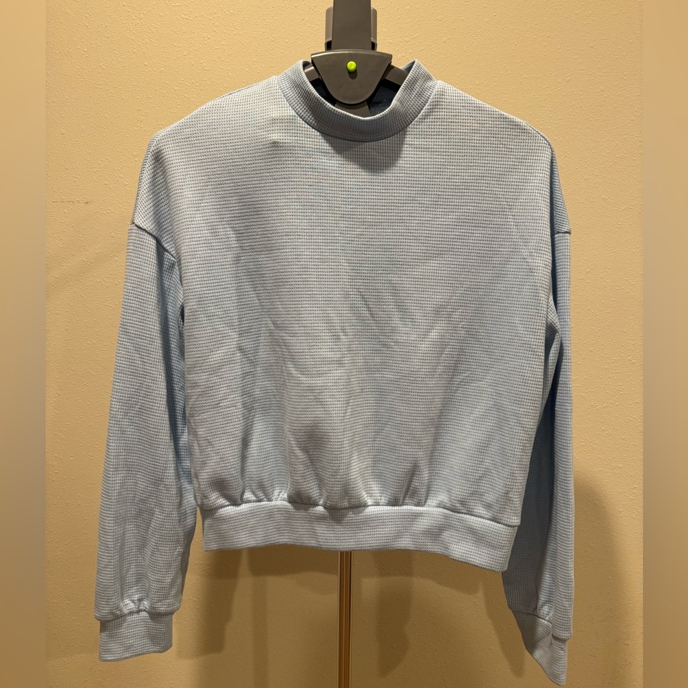NWOT Light Blue Waffle Knit Top